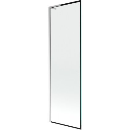 Mexen Next L, 1-krídlová vaňová zástena 60 x 150 cm, 6mm číre sklo-čierny vzor, chrómový profil, 895-060-000-03-70-01