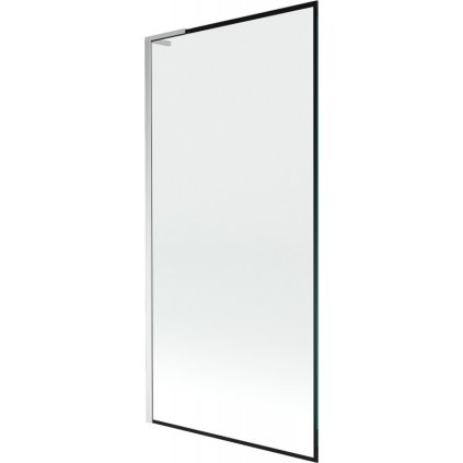 Mexen Next L, 1-krídlová vaňová zástena 90 x 150 cm, 6mm číre sklo-čierny vzor, chrómový profil, 895-090-000-03-70-01