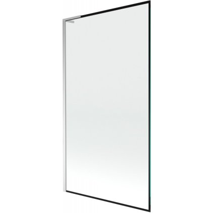 Mexen Next L, 1-krídlová vaňová zástena 100 x 150 cm, 6mm číre sklo-čierny vzor, chrómový profil, 895-100-000-03-70-01