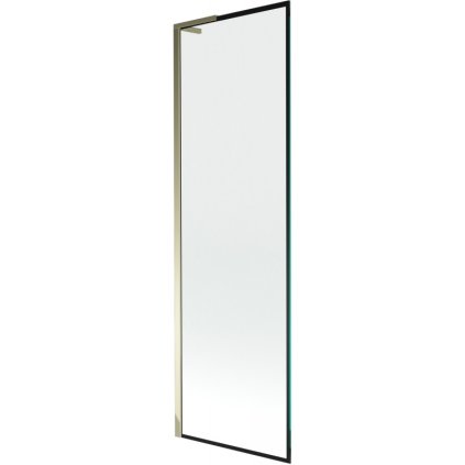 Mexen Next L, 1-krídlová vaňová zástena 60 x 150 cm, 6mm číre sklo-čierny vzor, zlatý lesklý profil, 895-060-000-03-70-50