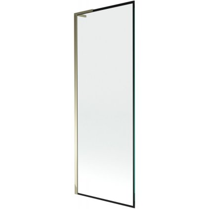 Mexen Next L, 1-krídlová vaňová zástena 70 x 150 cm, 6mm číre sklo-čierny vzor, zlatý lesklý profil, 895-070-000-03-70-50