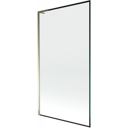 Mexen Next L, 1-krídlová vaňová zástena 100 x 150 cm, 6mm číre sklo-čierny vzor, zlatý lesklý profil, 895-100-000-03-70-50