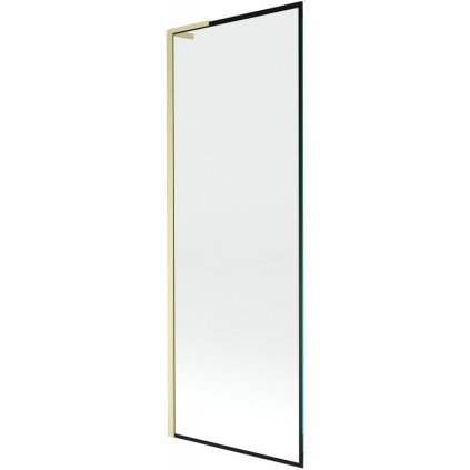 Mexen Next L, 1-krídlová vaňová zástena 70 x 150 cm, 6mm číre sklo-čierny vzor, zlatý matný profil, 895-070-000-03-70-55