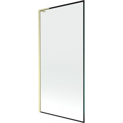 Mexen Next L, 1-krídlová vaňová zástena 90 x 150 cm, 6mm číre sklo-čierny vzor, zlatý matný profil, 895-090-000-03-70-55