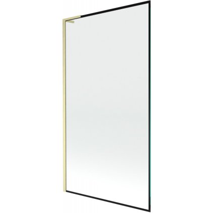 Mexen Next L, 1-krídlová vaňová zástena 100 x 150 cm, 6mm číre sklo-čierny vzor, zlatý matný profil, 895-100-000-03-70-55