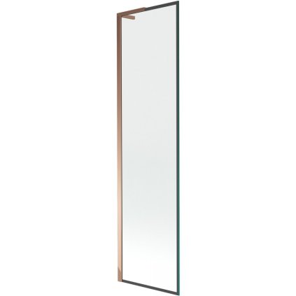 Mexen Next L, 1-krídlová vaňová zástena 50 x 150 cm, 6mm číre sklo-čierny vzor, ružové zlato profil, 895-050-000-03-70-60