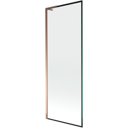 Mexen Next L, 1-krídlová vaňová zástena 70 x 150 cm, 6mm číre sklo-čierny vzor, ružové zlato profil, 895-070-000-03-70-60