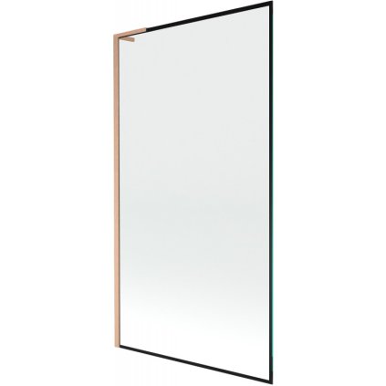 Mexen Next L, 1-krídlová vaňová zástena 100 x 150 cm, 6mm číre sklo-čierny vzor, medený profil, 895-100-000-03-70-65
