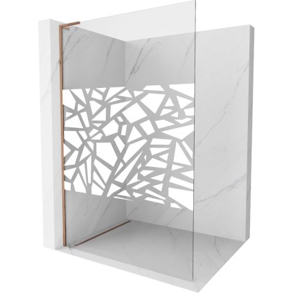 Mexen Kioto L, sprchová zástena Walk-In 100 x 200 cm, 8mm číre sklo biely vzor, ružové zlato profil, 800-100-103-60-85