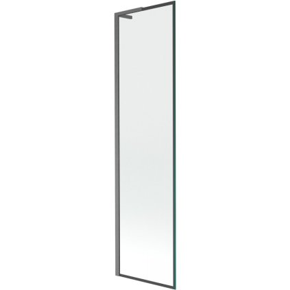 Mexen Next L, 1-krídlová vaňová zástena 50 x 150 cm, 6mm číre sklo-čierny vzor, grafitový profil, 895-050-000-03-70-66