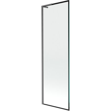 Mexen Next L, 1-krídlová vaňová zástena 60 x 150 cm, 6mm číre sklo-čierny vzor, grafitový profil, 895-060-000-03-70-66