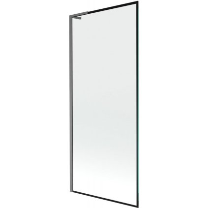 Mexen Next L, 1-krídlová vaňová zástena 80 x 150 cm, 6mm číre sklo-čierny vzor, grafitový profil, 895-080-000-03-70-66