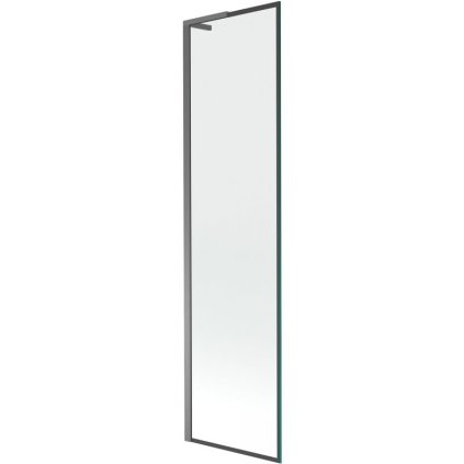 Mexen Next L, 1-krídlová vaňová zástena 50 x 150 cm, 6mm číre sklo-čierny vzor, grafitový profil, 895-050-000-03-70-95