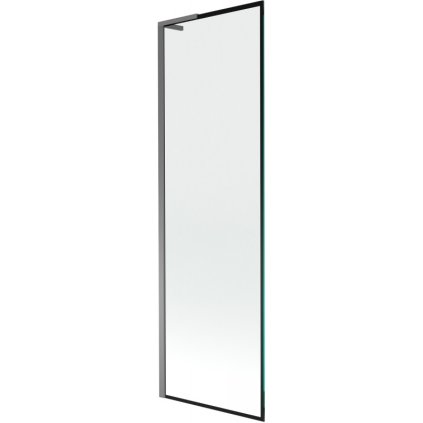 Mexen Next L, 1-krídlová vaňová zástena 60 x 150 cm, 6mm číre sklo-čierny vzor, grafitový profil, 895-060-000-03-70-95