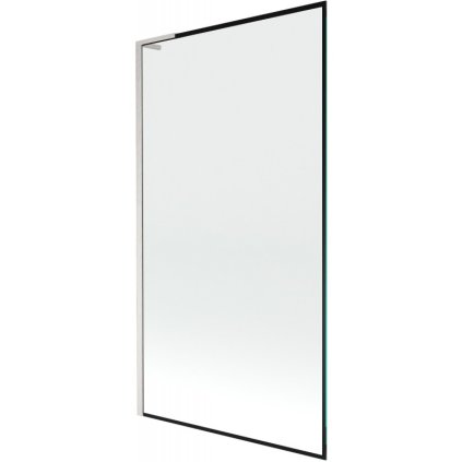 Mexen Next L, 1-krídlová vaňová zástena 100 x 150 cm, 6mm číre sklo-čierny vzor, 6mm číre sklo, profil brúsená oceľ, 895-100-000-03-70-97