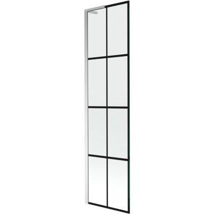 Mexen Next L, 1-krídlová vaňová zástena 50 x 150 cm, 6mm číre sklo-čierny vzor, chrómový profil, 895-050-000-03-77-01
