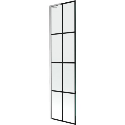 Mexen Next L, 1-krídlová vaňová zástena 50 x 150 cm, 6mm číre sklo-čierny vzor, chrómový profil, 895-050-000-03-77-01