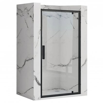 Rea Rapid Swing, jednokrídlové výklopné sprchové dvere 70 x 195 cm, 6mm číre sklo, čierny profil, REA-K6407