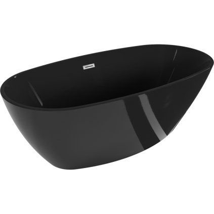 Mexen Eris, voľne stojaca vaňa 170 x 80 cm, čierna, chrómový prepad, 53441708070-01