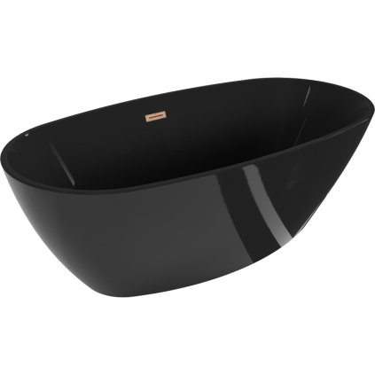 Mexen Eris, voľne stojaca vaňa 170 x 80 cm, čierna, medený prepad, 53441708070-65