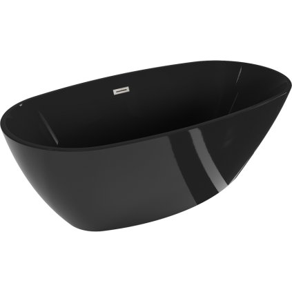 Mexen Eris, voľne stojaca vaňa 170 x 80 cm, čierna, brúsená oceľ prepad, 53441708070-97
