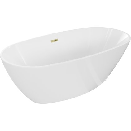 Mexen Eris, voľne stojaca vaňa 180 x 80 cm, biela, zlatý matný prepad, 53441808000-55