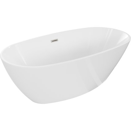 Mexen Eris, voľne stojaca vaňa 180 x 80 cm, biela, brúsená oceľ prepad, 53441808000-97