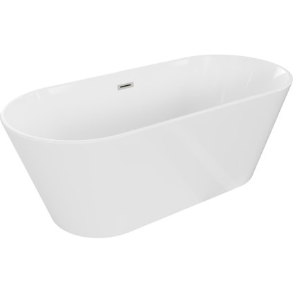 Mexen Flavia, voľne stojaca vaňa 160 x 75 cm, biela, brúsená oceľ prepad, 54031608000-97