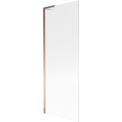Mexen Next L, 1-krídlová vaňová zástena 70 x 150 cm, 6mm sklo s rebrovým vzorom, ružové zlato profil, 895-070-000-03-09-60