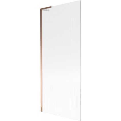 Mexen Next L, 1-krídlová vaňová zástena 80 x 150 cm, 6mm sklo s rebrovým vzorom, ružové zlato profil, 895-080-000-03-09-60