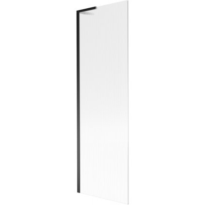 Mexen Next L, 1-krídlová vaňová zástena 60 x 150 cm, 6mm sklo s rebrovým vzorom, čierny profil, 895-060-000-03-09-70