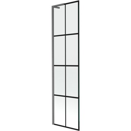 Mexen Next L, 1-krídlová vaňová zástena 50 x 150 cm, 6mm číre sklo-čierny vzor, grafitový profil, 895-050-000-03-77-66