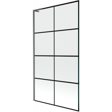 Mexen Next L, 1-krídlová vaňová zástena 100 x 150 cm, 6mm číre sklo-čierny vzor, grafitový profil, 895-100-000-03-77-66