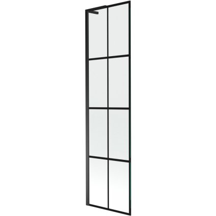 Mexen Next L, 1-krídlová vaňová zástena 50 x 150 cm, 6mm číre sklo-čierny vzor, čierny profil, 895-050-000-03-77-70