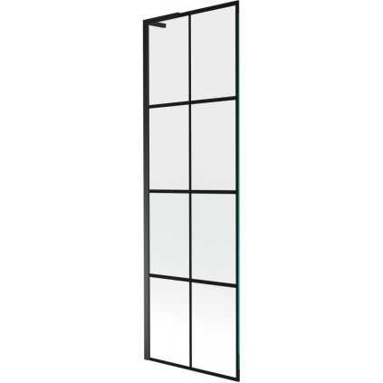 Mexen Next L, 1-krídlová vaňová zástena 60 x 150 cm, 6mm číre sklo-čierny vzor, čierny profil, 895-060-000-03-77-70