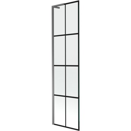 Mexen Next L, 1-krídlová vaňová zástena 50 x 150 cm, 6mm číre sklo-čierny vzor, grafitový profil, 895-050-000-03-77-95