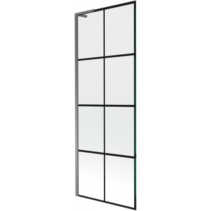 Mexen Next L, 1-krídlová vaňová zástena 70 x 150 cm, 6mm číre sklo-čierny vzor, grafitový profil, 895-070-000-03-77-95