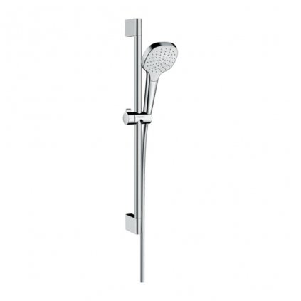 Hansgrohe Croma Select E, sprchová sada 1 jet EcoSmart 9 l/min so sprchovou tyčou 65 cm, biela/chrómová, HAN-26585400