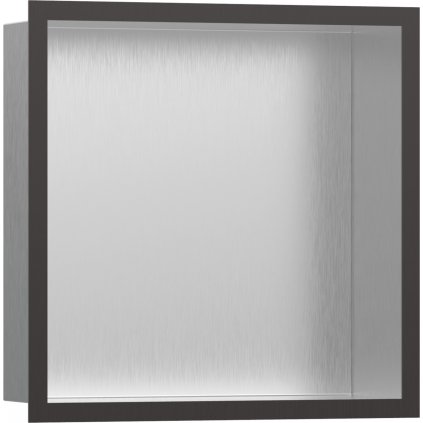 Hansgrohe XtraStoris Individual, výklenok do steny kartáčovaná nerezová oceľ, s designovým rámom 300x300x100mm, kartáčovaný čierny chróm, HAN-56097340