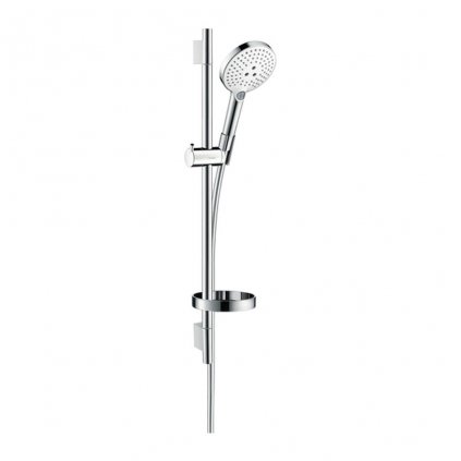 Hansgrohe Raindance Select S, sprchová súprava 120 3jet so sprchovou tyčou 65 cm a miskou, biela/chrómová, HAN-26630400