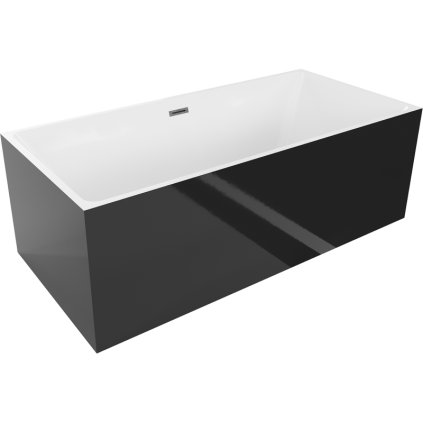 Mexen Nita, voľne stojaca vaňa 170 x 80 cm, biela-čierna, grafitový prepad, 52091708075-66