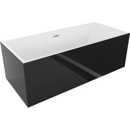Mexen Vigo, voľne stojaca vaňa 178,5 x 80 cm, biela-čierna, zlatý matný prepad, 51251788075-55