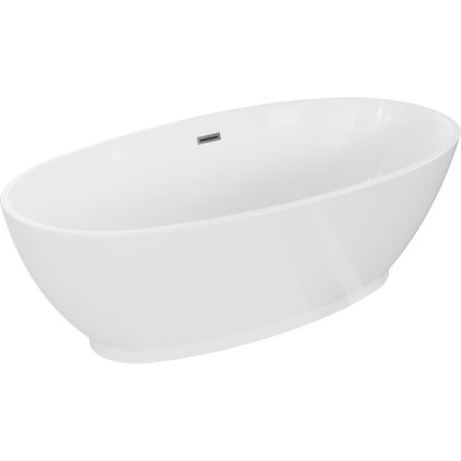 Mexen Bilbao, voľne stojaca vaňa 180 x 90 cm, biela, brúsený grafit prepad, 51311809000-95