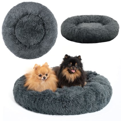 PuppyJoy, okrúhly pelech pre psov 70cm PJ-002, veľkosť S, tmavá šedá, HOM-50065