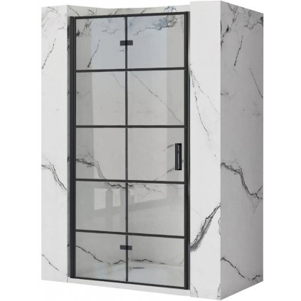 Rea Molier, skladacie sprchové dvere 80x190cm do otvoru, 6mm číre sklo, čierny profil, KPL-K9537
