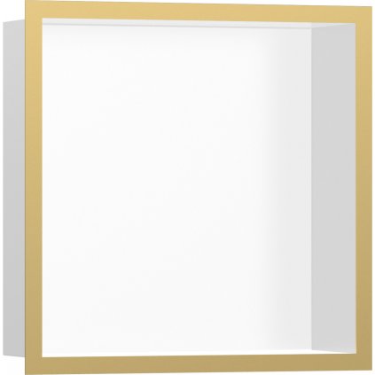 Hansgrohe XtraStoris Individual, výklenok do steny matný biely s dizajnovým rámom 300x300x100mm, leštený vzhľad zlata, HAN-56099990