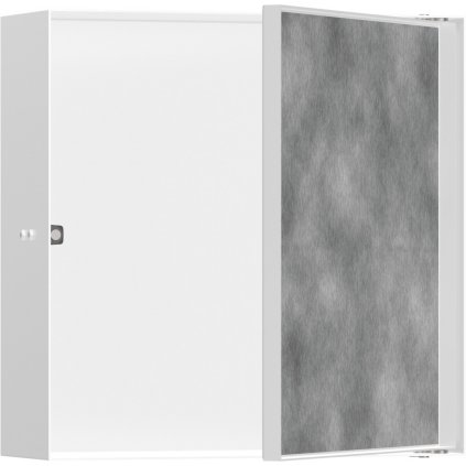 Hansgrohe XtraStoris Rock, výklenok do steny s dvierkami pre obklady 300x300x100mm, biela matná, HAN-56085700