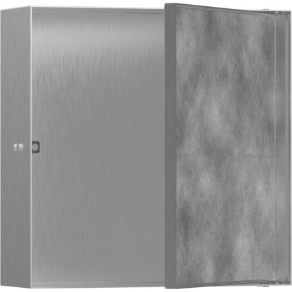 Hansgrohe XtraStoris Rock, výklenok do steny s dvierkami pre obklady 300x300x100mm, kartáčovaná nerezová oceľ, HAN-56085800