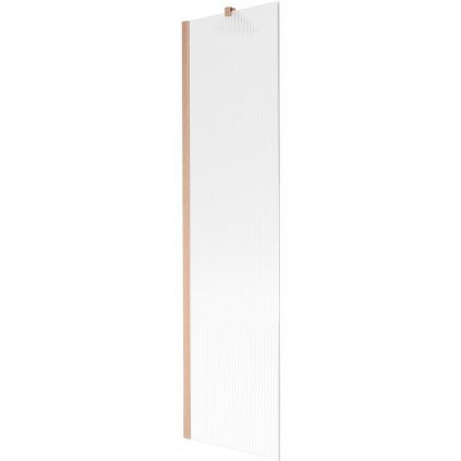 Mexen Next, 1-krídlová vaňová zástena 50 x 150 cm, 6mm sklo Ribs, medená matná, 895-050-000-00-09-65