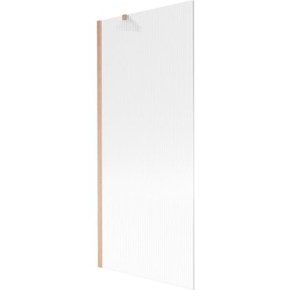 Mexen Next, 1-krídlová vaňová zástena 80 x 150 cm, 6mm sklo Ribs, medená matná, 895-080-000-00-09-65
